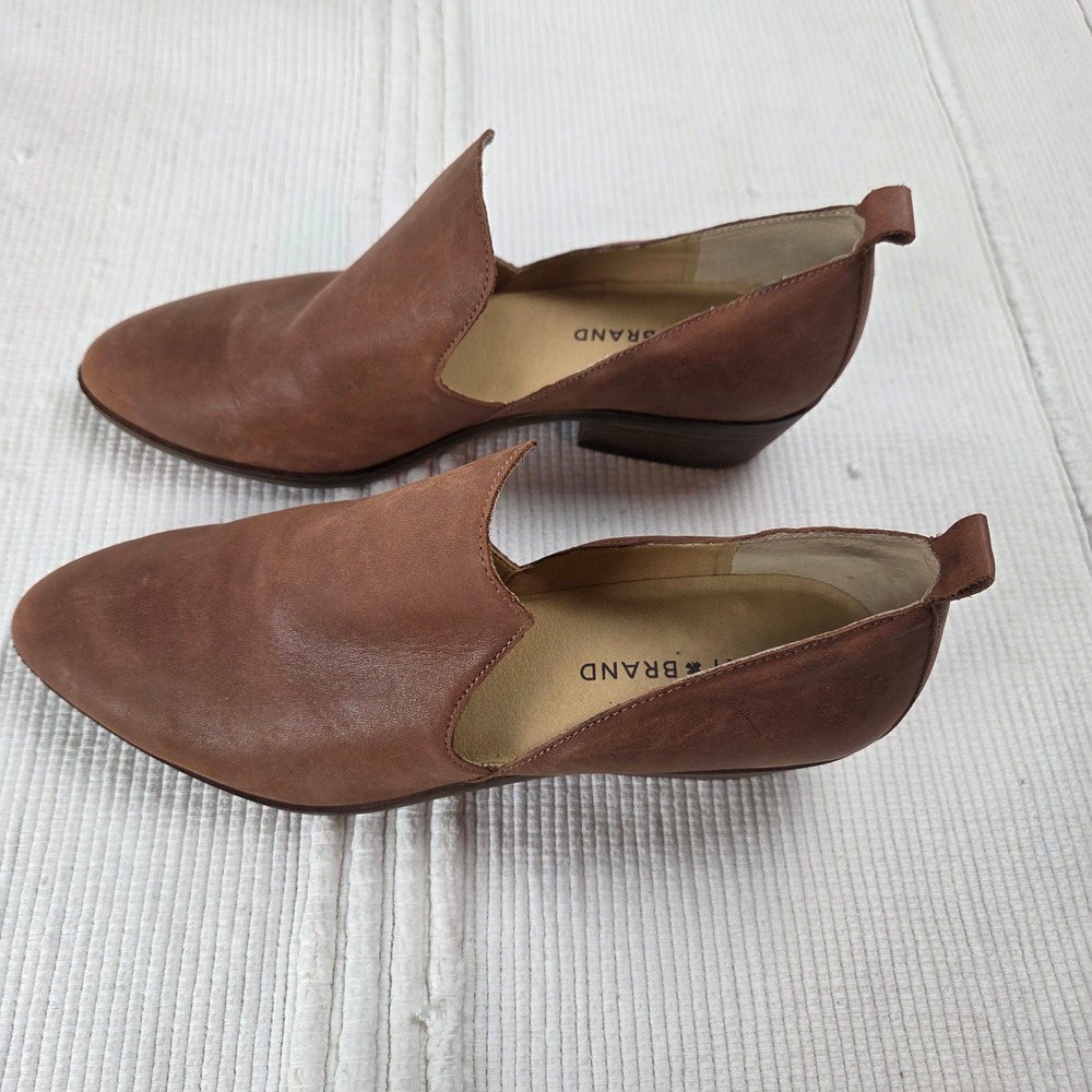 Lucky Brand Macce Brown Leather Ankle Booties Women 8.5 Low Heel LP-MACCE - Picture 2 of 11